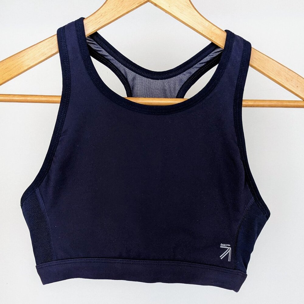 NEW BALANCE x J.CREW Mesh-back Sports Bra Crop Top Navy Women's Medium